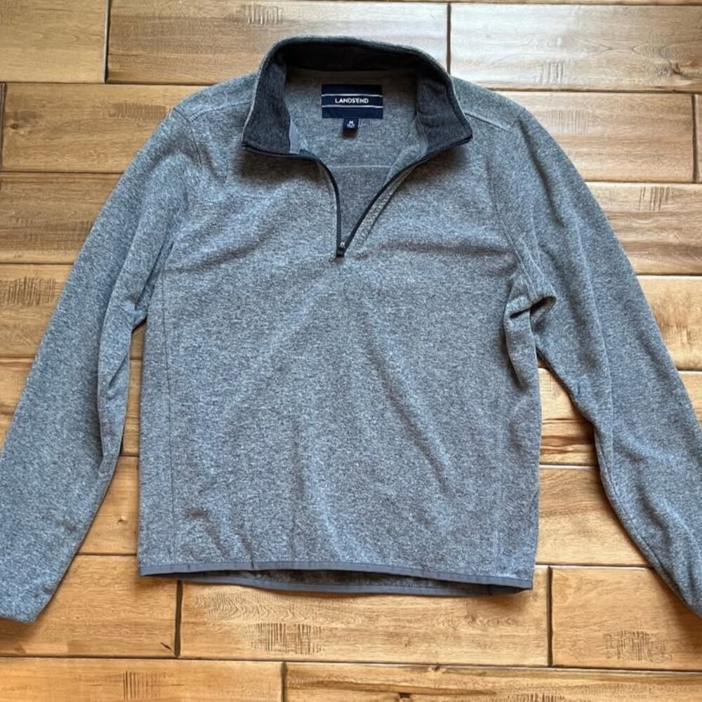 Lands' End pullover quarter zip men's medium gray, size 38-40